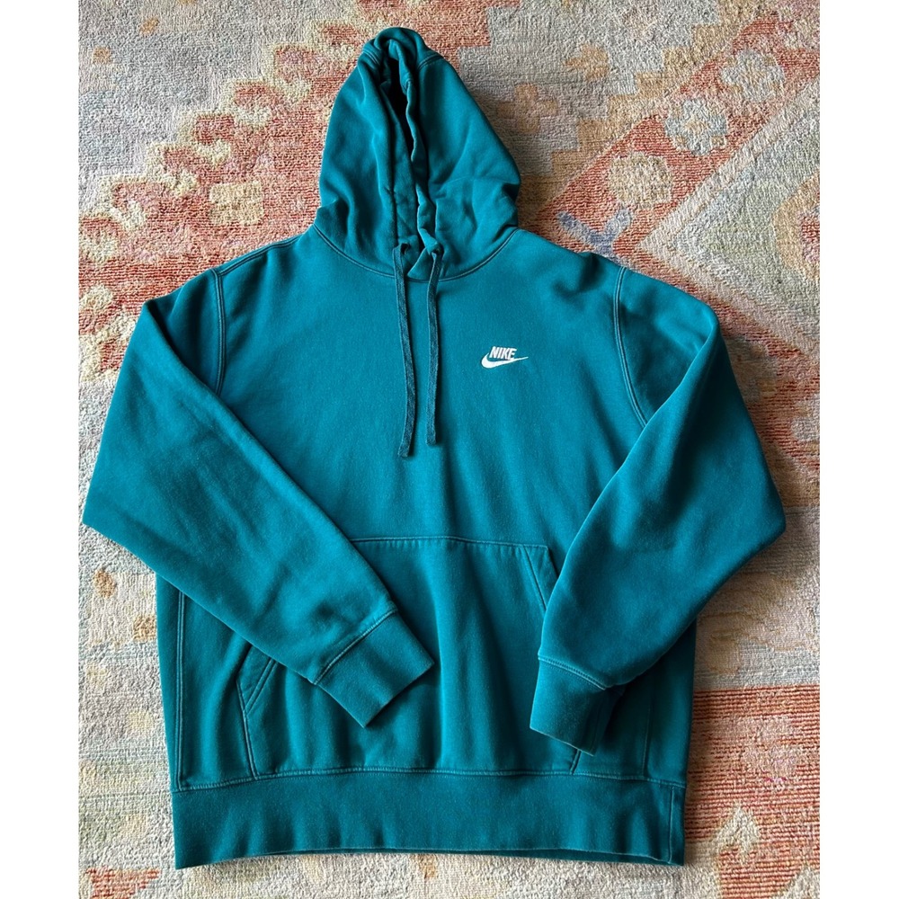 Nike Hoodie Pullover Sweatshirt Embroidered Logo Teal Green Mens Size M